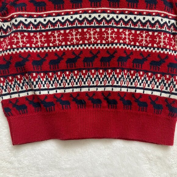 Joe Fresh 6-12M Fair Isle Holiday Sweater Red Navy Reindeer EUC Baby - Picture 10 of 14